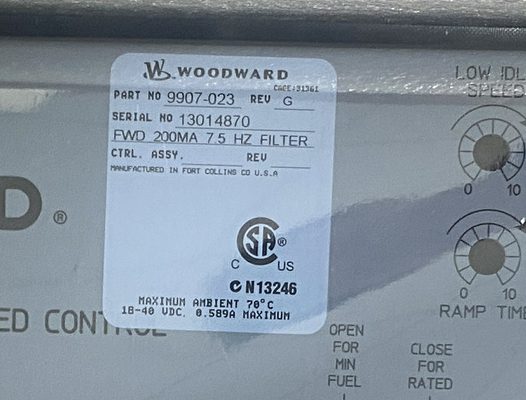 Woodward 9907-023 Kontrola prędkości działania w kierunku przodu 4 ̇20 mA lub 1 ̇5 Vdc 2301A -40 do +158 °F