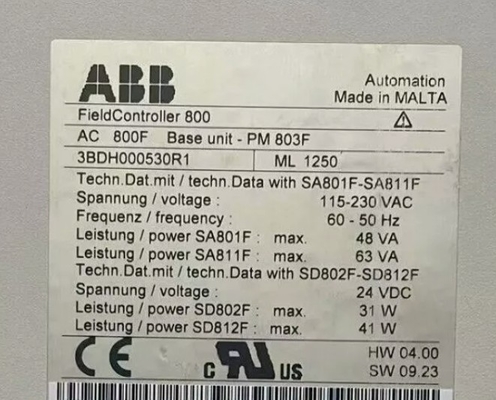ABB PM803F 3BDH000530R1 Podstawowa jednostka 16 MB Bateria z buforową pamięcią RAM