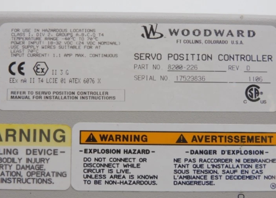 8200-226 Sterownik położenia serwa Woodward