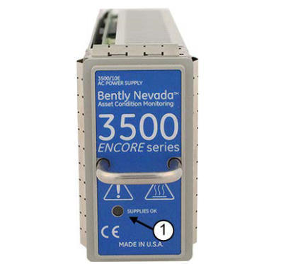Moduł zasilania z serii Bently Nevada 3500/10E ENCORE z uniwersalnym wejściem prądu przemiennego o średniej wysokości dla systemu 3500 ENCORE