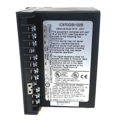 IC670GBI102 GE Fanuc GE Field I/O Zasilany 120 V AC/125 V DC Moduł interfejsu magistrali Genius General Electric