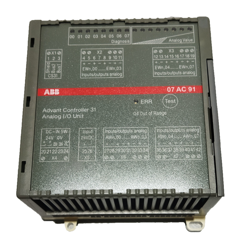 07AC91 GJR5252300R0101 ABB AC31 Analogiczny moduł I/O 8AC 24VDC AC U/I 12bit+Sign